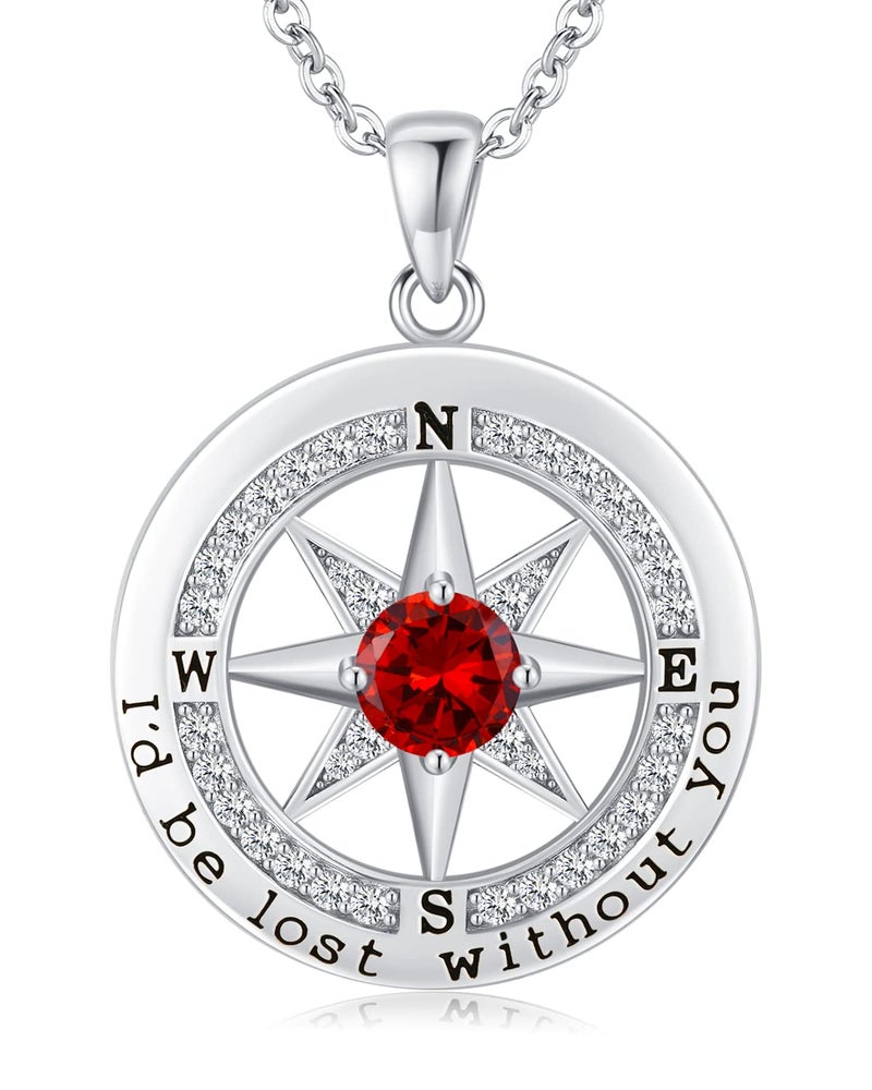 Gifon S925 Sterling Silver Necklace for Wife, Women Anniversary Year Gifts Compass Jewelry, Birthday Gift Ideas for Her Girlfriend Woman Necklaces, 18K White Gold January - Image 1