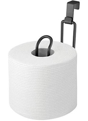 INDIAN DECOR INDIAN DECOR 2877 Metal Over Portable Toilet Tissue Paper Roll Holder Dispenser Reserve Bathroom Storage Organization Hanging Holds One Roll Durable Steel Wire in Matte Black  - Image 1