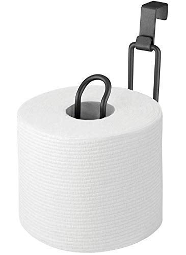 INDIAN DECOR INDIAN DECOR 2877 Metal Over Portable Toilet Tissue Paper Roll Holder Dispenser Reserve Bathroom Storage Organization Hanging Holds One Roll Durable Steel Wire in Matte Black  - Image 1
