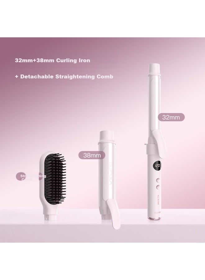 Tsuyagla 32mm Ionic Curling Iron 3-in-1 Automatic Hair Curler Straightener 32mm+38mm+straightening Comb - Image 1