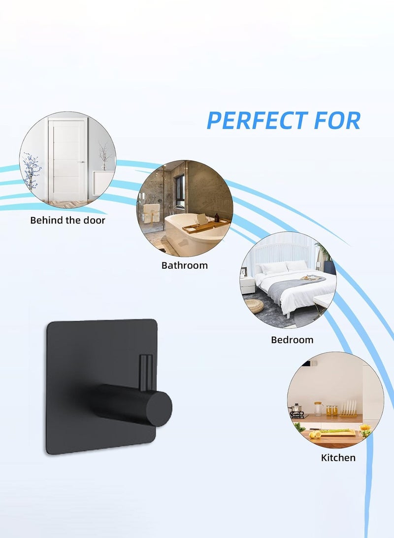 LEOKOR 8 Pieces Coat Hooks 304 Stainless Steel Waterproof Hooks Hat Rack Robe Hook Wall Hooks Black  - Image 2