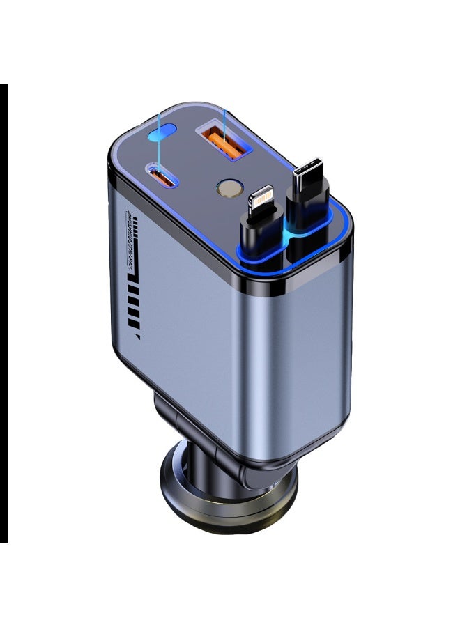 Super Fast Charging Universal Car Charger with Telescopic Cable, Starry Sky Projector Light, 4-in-1 Accessories