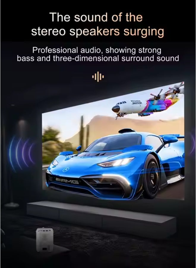 Rock Pow 4K HD Retro Game Console & Portable Projector Combo – 64GB Storage with 10,000+ Classic Games, Wireless Controller, Hi-Fi Sound, 180° Rotatable 130” Screen, Wi-Fi & Bluetooth 5.0, All-in-One Entertainment System - Image 2