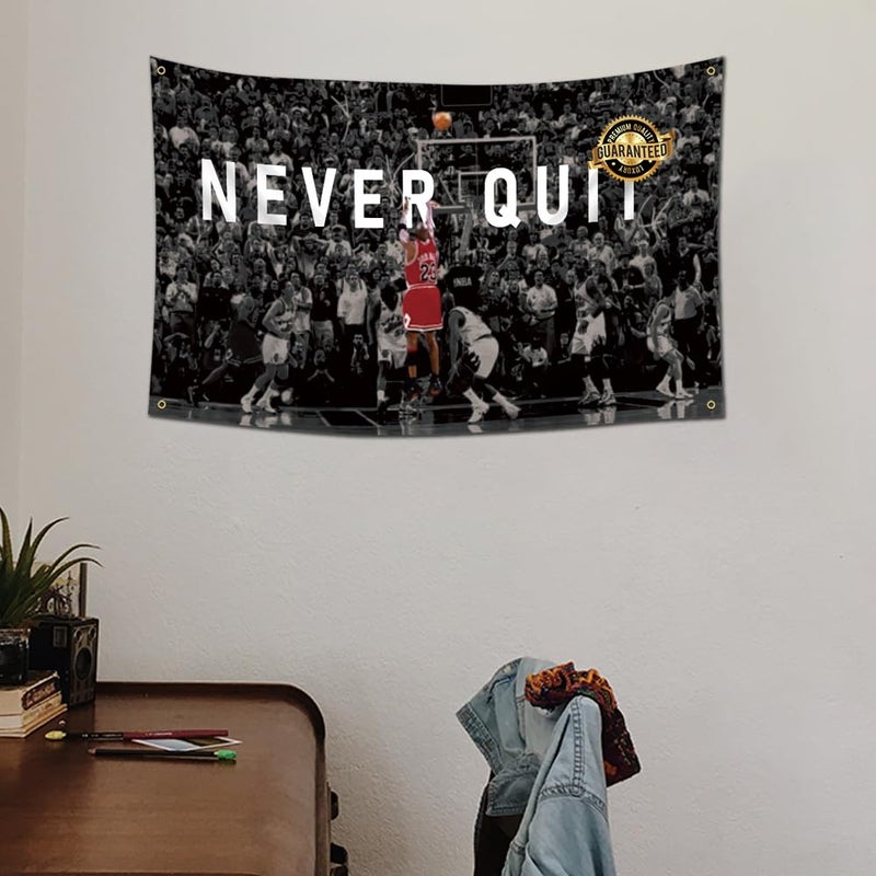 EWRITN Workout Polyester Flag Banner, 3x5 Feet, Never Quit Fitness Inspirational Home Gym Wall Decor, Cool Gym Motivation Poster, College Dorm Man Cave Decor - Image 5