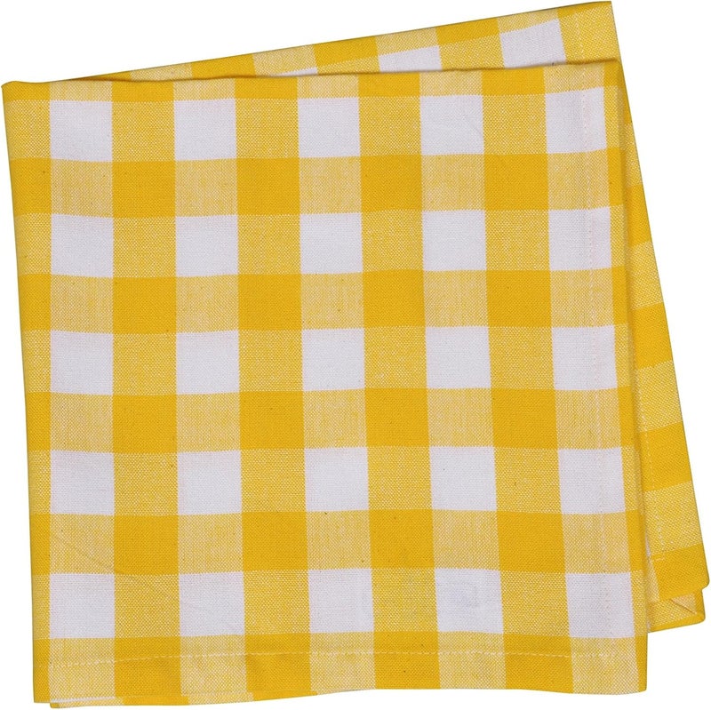 Yourtablecloth Buffalo Plaid 100 Cotton Cloth Checkered Dinner Table Napkins  Vibrant Colors  Soft  Super Absorbent Napkins 20 x 20 Set of 6 Yellow and White - Image 2