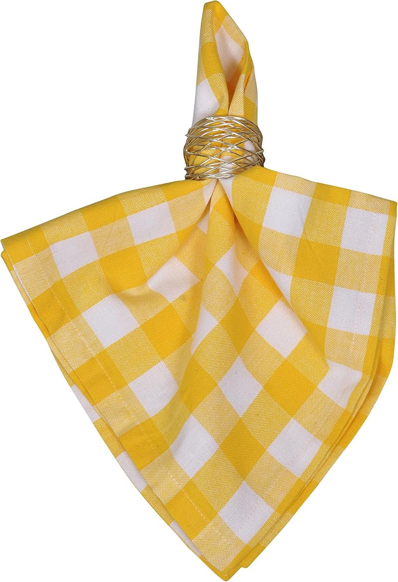 Yourtablecloth Buffalo Plaid 100 Cotton Cloth Checkered Dinner Table Napkins  Vibrant Colors  Soft  Super Absorbent Napkins 20 x 20 Set of 6 Yellow and White - Image 4
