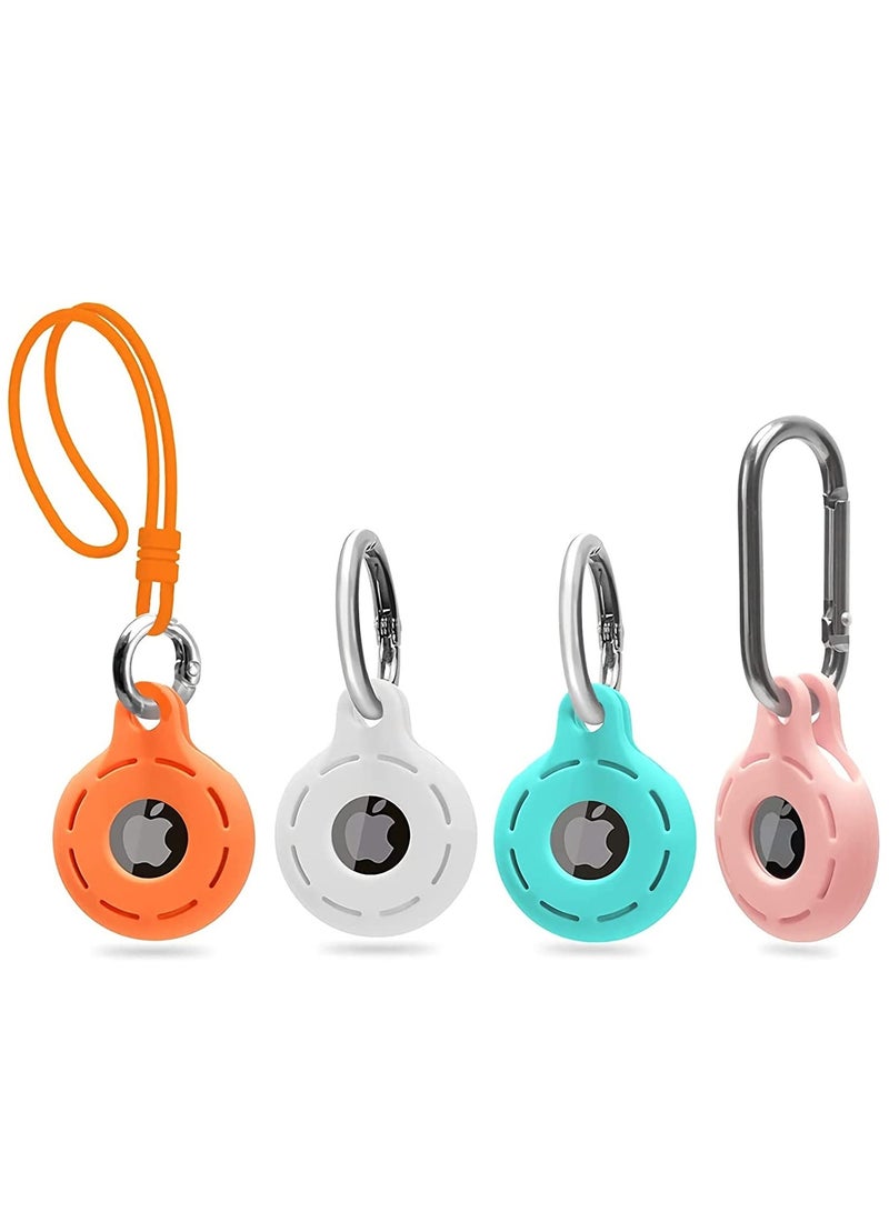 SOLARAE Hard Plastic Case for Apple Airtag with Keychain and Strap, Secure Cover on Pet Dog Collar, Wallet Anti Lost Finder Tracker Protector with Loop Accessory, Solid Holder for Air Tag - Image 1