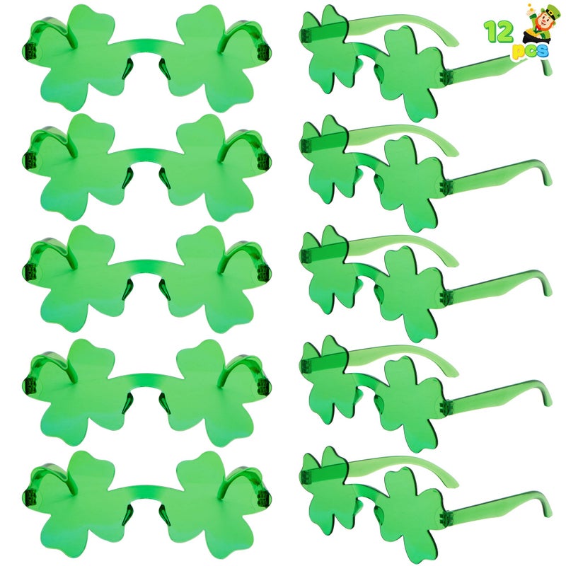 JOYIN 12 PCS St. Patricks Day Sunglasses Shamrock, St Patrick Accessories Shamrock Glasses Clover Eyewear, St Patrick Party Favor Supplies - Image 1