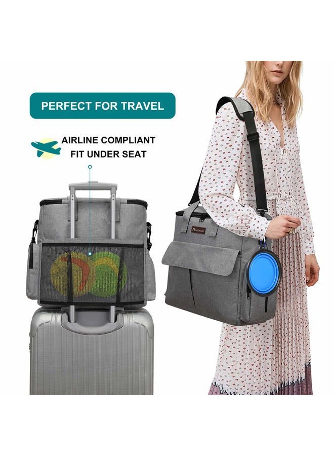 Modoker Airline Approved Pet Travel Bag, Weekend Travel Set for Dog and Cat, Tote Organizer with Multi-Function Pockets, Green, L, Modern - Image 5