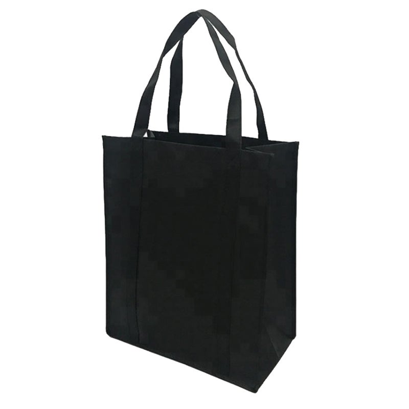 5pcs Non-Woven Fabrics Shopping Bag Foldable Reusable Handbag for Outdoor Shopping (Black, 30x25x10cm) - Image 1
