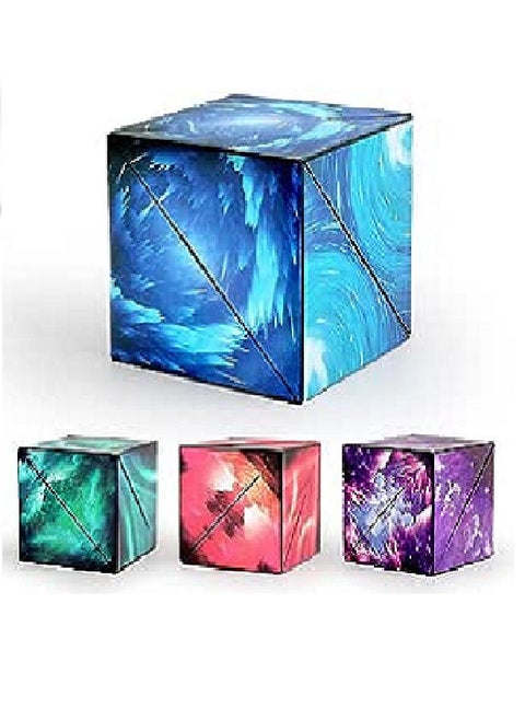 Shape Shifting Box - Award-Winning, Patented Fidget Cube w/ 36 Rare Earth Magnets - Extraordinary 3D Magic Cube – Cube Magnet Fidget Toy Transforms Into Over 70 Shapes (blue)