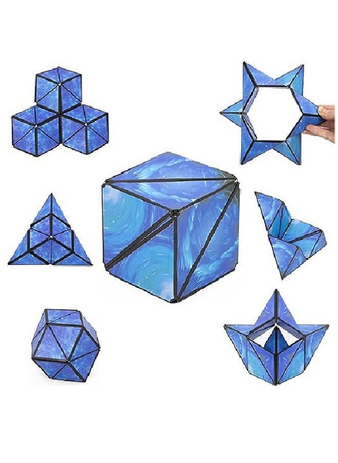 Shape Shifting Box - Award-Winning, Patented Fidget Cube w/ 36 Rare Earth Magnets - Extraordinary 3D Magic Cube – Cube Magnet Fidget Toy Transforms Into Over 70 Shapes (blue)