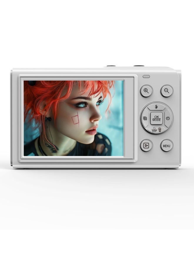 ZONBON Digital camera, 5K portable digital camera, equipped with 128GB SD card,  with 3-inch flip screen for vloggers, 18x digital zoom children's camera, suitable for boys and girls, white - Image 5