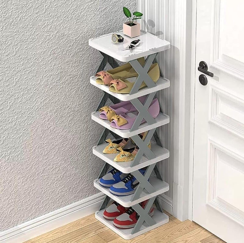 DELMON Shoes rack MultiPurpose Stackable Shoe Rack Adjustable Slots Stylish Shoe Storage Organizer shoe rack for home shoe rack plastic shoe stand shoes rack for home GREY 6 TIER - Image 1