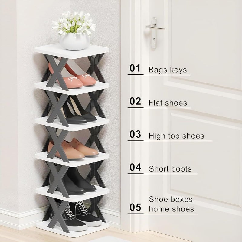 DELMON Shoes rack MultiPurpose Stackable Shoe Rack Adjustable Slots Stylish Shoe Storage Organizer shoe rack for home shoe rack plastic shoe stand shoes rack for home GREY 6 TIER - Image 3