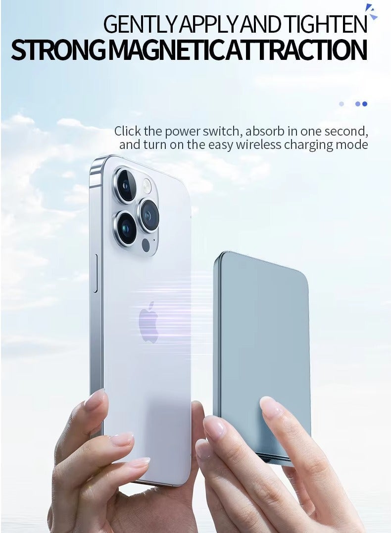 eBarakah [5000mAh] 3-in-1 Ultra-Thin 20W PD Power Bank with Magnetic Wireless Charging (Phone, Watch, Earphones) - Slim Magsafe Design - Purple - Image 3