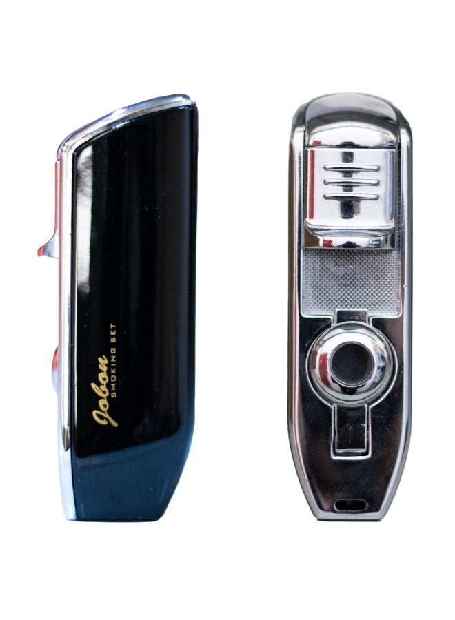 JOBON Jobon Lighter Triple Jet Flame Torch Lighter with Puncher – Black - Image 1