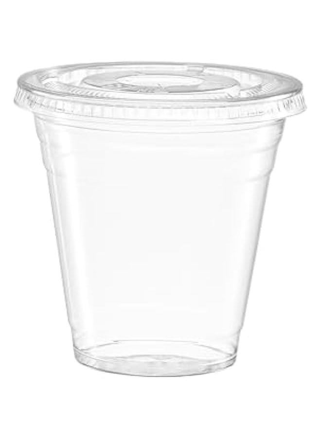 100 Count Clear Plastic Cups With Lids for 12 oz. Drinks - Disposable Cups for Cold Beverages, Smoothies, and To-Go Drinks