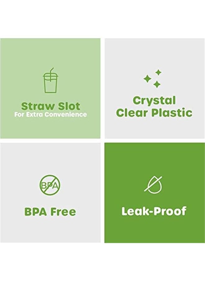 100 Count Clear Plastic Cups With Lids for 12 oz. Drinks - Disposable Cups for Cold Beverages, Smoothies, and To-Go Drinks