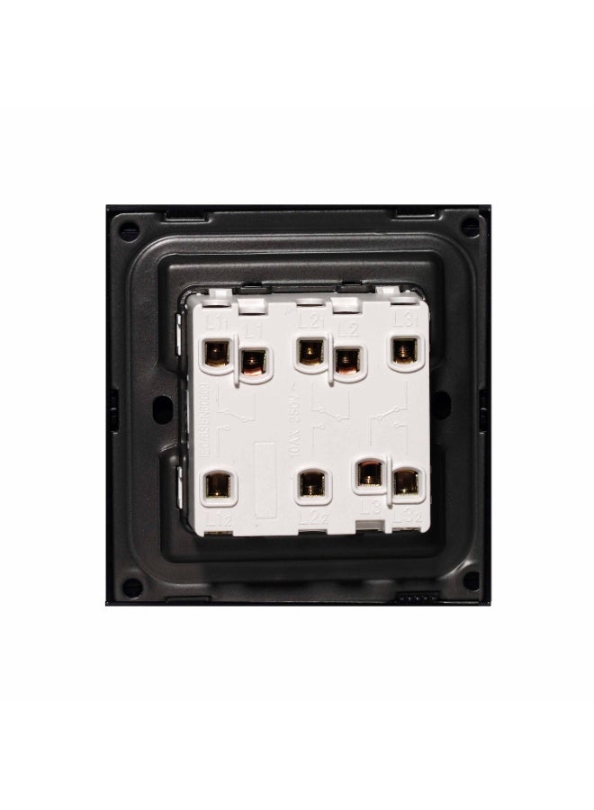 Donmarco Ultra Thin 3 Gang 2 Way Light Switch – 250V 10A, Ultra Thin Premium Plastic Material, Fire-Resistant Electric Switch, 15-Year Warranty, Wall Switch for Home and Office (Matt Black) - Image 4