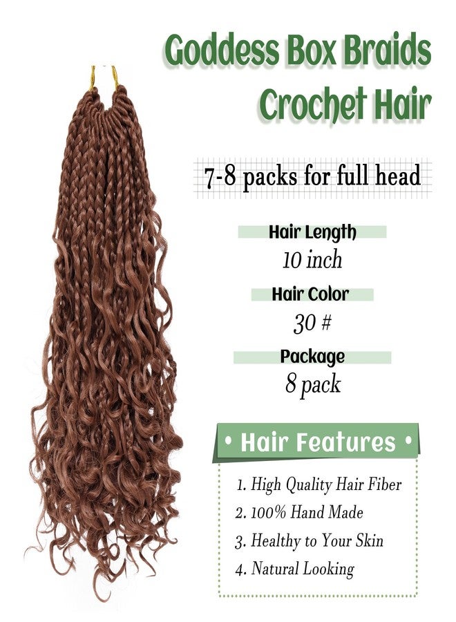 Eerya Goddess Box Braids Crochet Hair 10 Inch 8 Packs Pre-looped Bohemian Crochet Boho Box Braids With Curly Ends 3X Crochet Braids Hair for Women Synthetic Braiding Hair (#30) - Image 3