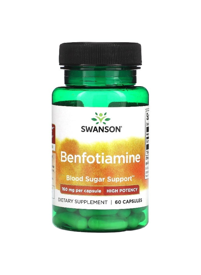 SWANSON سوانسون، بنفوتيامين، قوة عالية، 160 ملغ، 60 كبسولة - Image 1