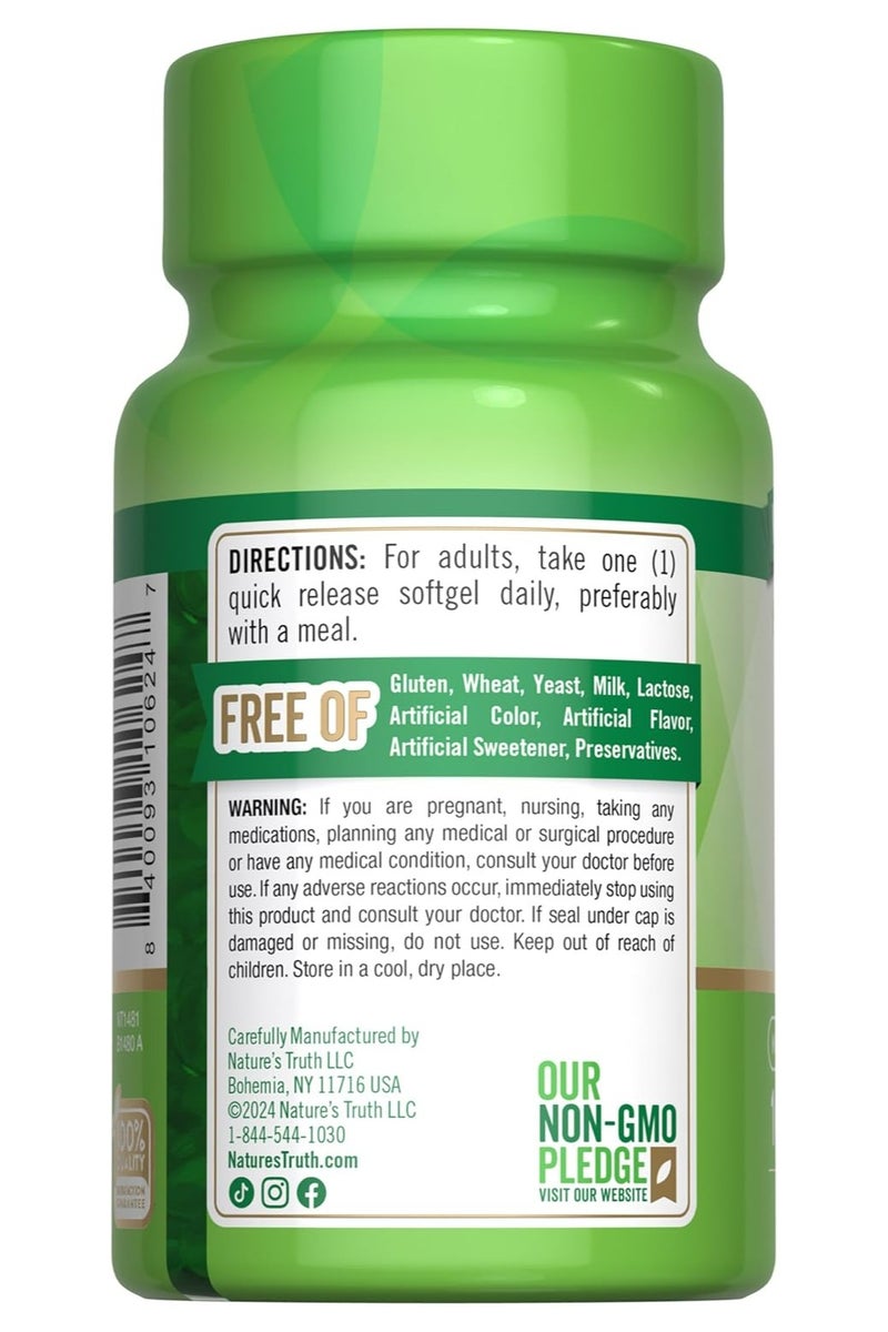نايتشورز تروث Nature's Truth Vitamin E 400 Natural (d-Alpha) 100 Softgels, 100 Count - Image 2