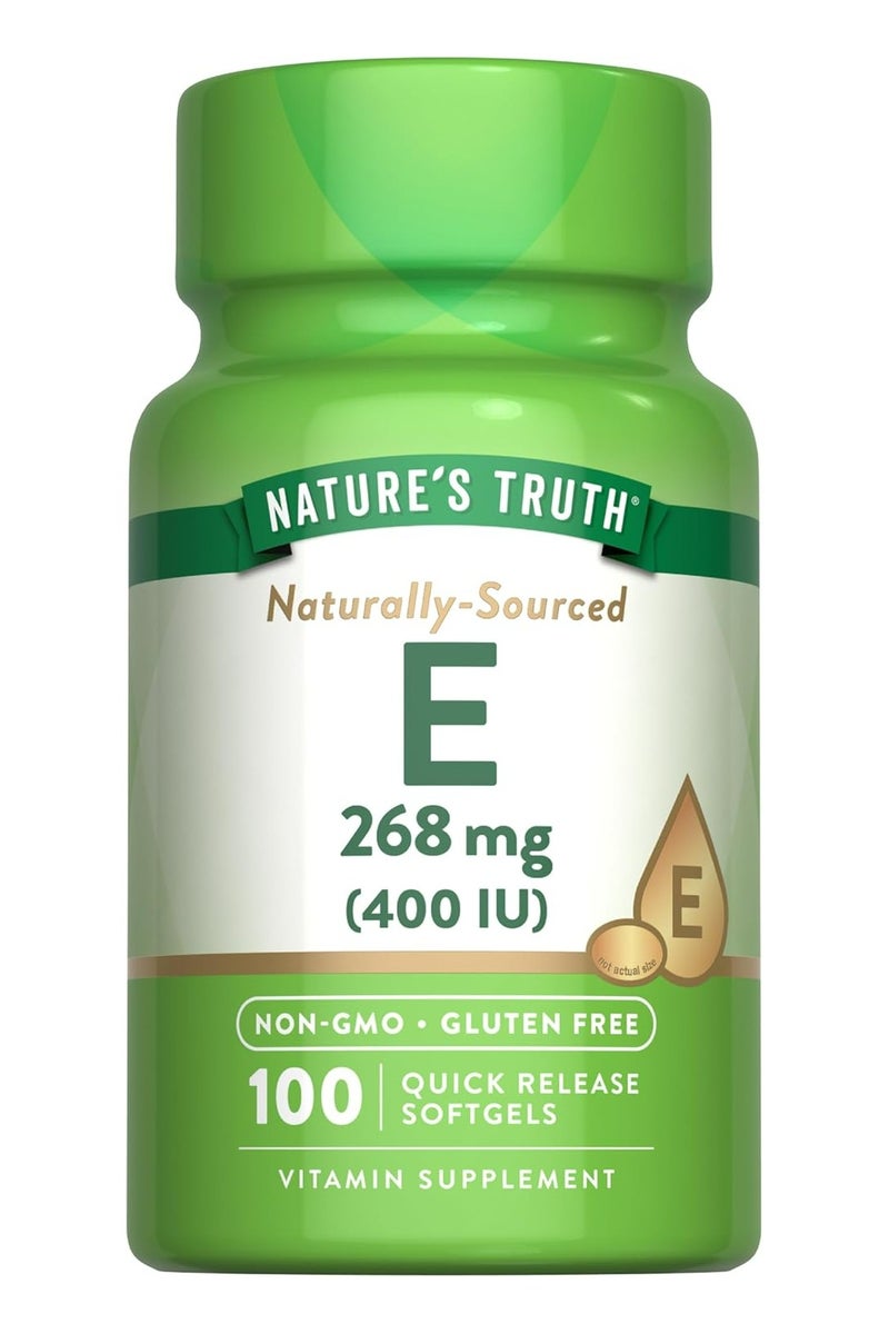 نايتشورز تروث Nature's Truth Vitamin E 400 Natural (d-Alpha) 100 Softgels, 100 Count - Image 1