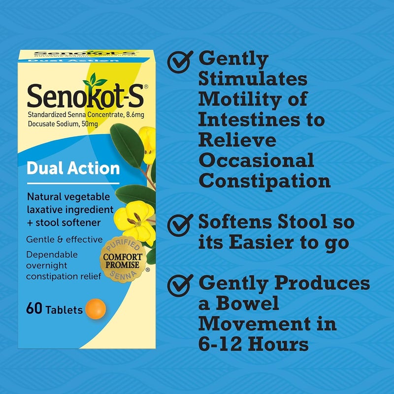 SenokotS Dual Action 60 Tablets Plus Regular Strength 50 Tablets Natural Vegetable Laxative for Gentle Overnight Relief of Occasional Constipation - Image 3