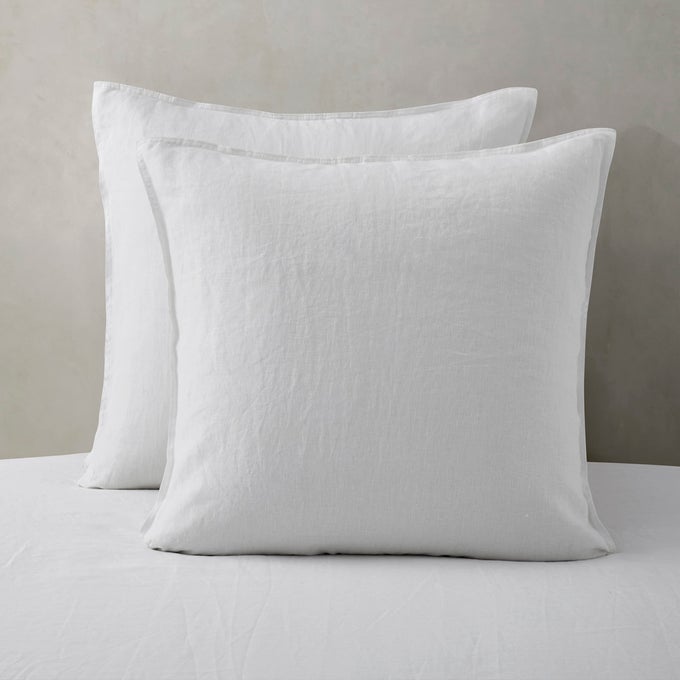 LINEN PILLOW CASES EURO SHAM 26 X 26 INCH BED PILLOW PROTECTOR COVER SET OF 2 BEDDING COOLING NEUTRAL PILLOWCASE SHAMS WHITE