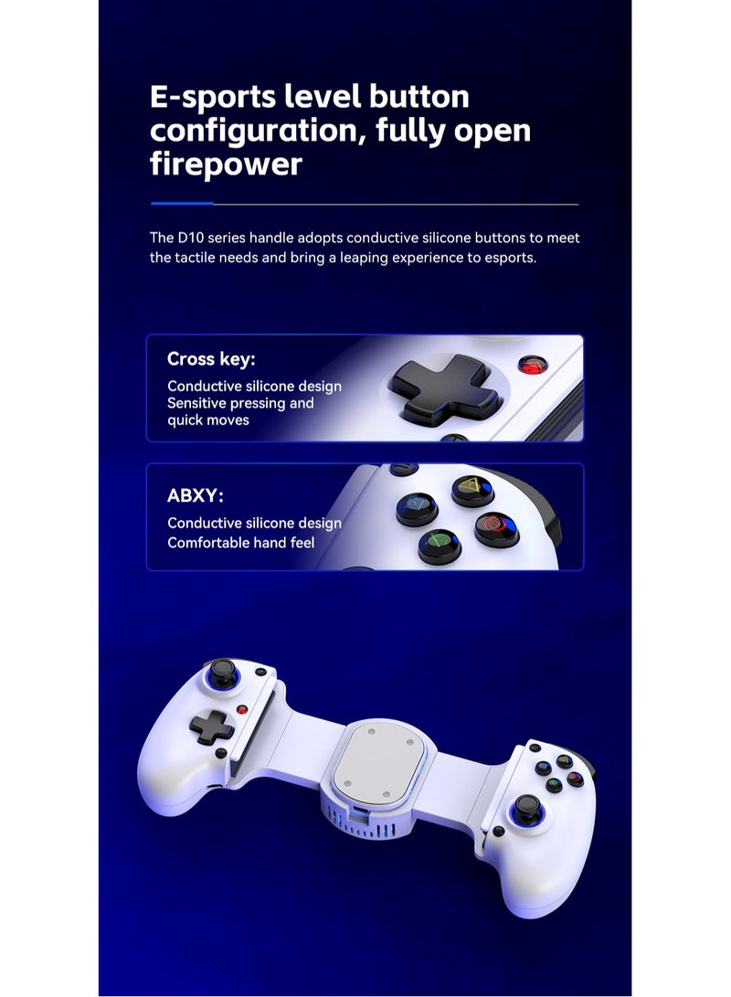 D10 Extendable Gaming Controller Delta for PS4, Android, iOS, Tablets, Switch, Xbox Streaming Controller (White) - Image 5