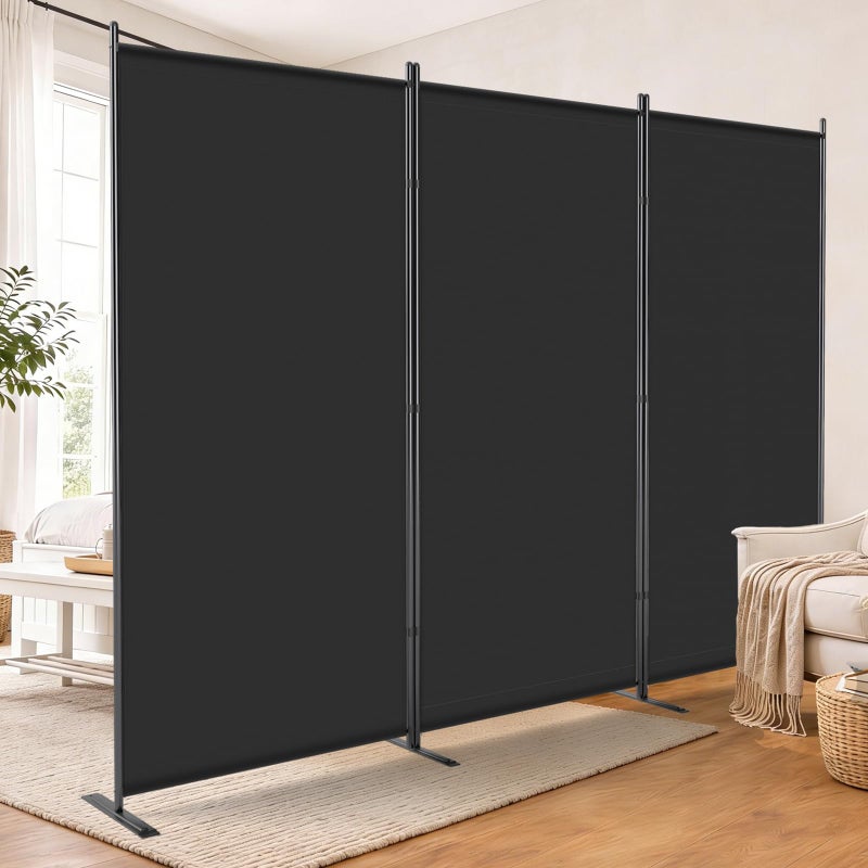 AKTOP Room Divider 3 Panel, Folding Fabric Wall Divider for Room Separation, Portable Room Partitions and Dividers 103"W x 70''H, Freestanding Privacy Screen for Office, Dorm, Studio, Classroom, Black - Image 1