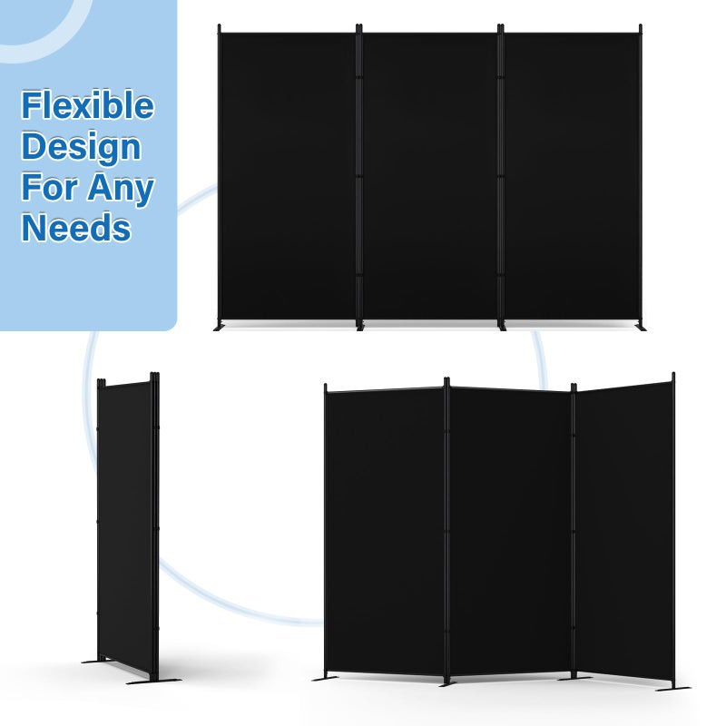 AKTOP Room Divider 3 Panel, Folding Fabric Wall Divider for Room Separation, Portable Room Partitions and Dividers 103"W x 70''H, Freestanding Privacy Screen for Office, Dorm, Studio, Classroom, Black - Image 4