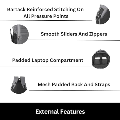 HYDER Vision 25L Unisex Multi-functional Laptop Bag/Backpack for Men and Women - Perfect Bags for College, School, and Business Travel with Padded Sleeve For Laptops Protection (Grey) - Image 5