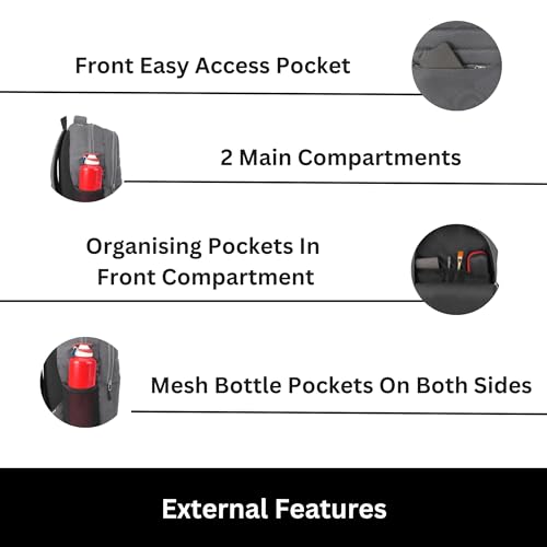 HYDER Vision 25L Unisex Multi-functional Laptop Bag/Backpack for Men and Women - Perfect Bags for College, School, and Business Travel with Padded Sleeve For Laptops Protection (Grey) - Image 4