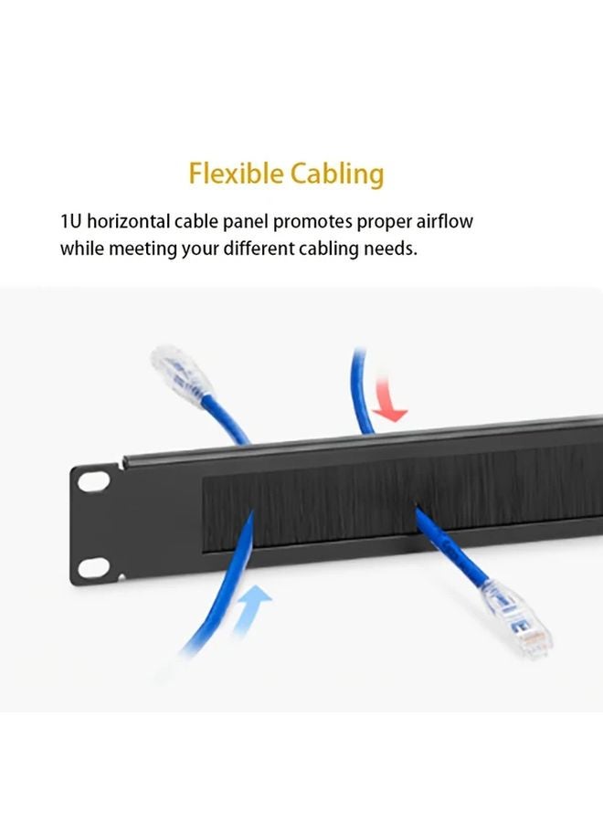 1U Brush Panel 2pcs 19 Inch Rackmount Cable Management Spacer High Density Filler - Image 5