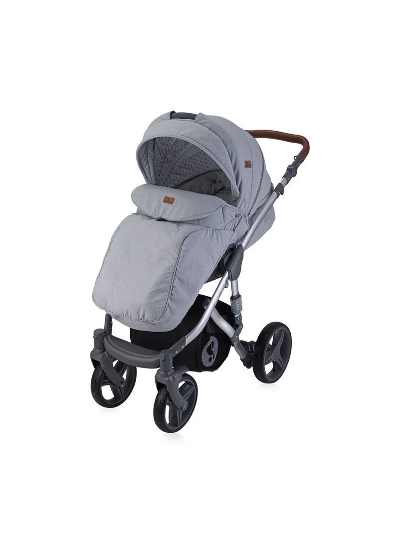 لوريلي عربة أطفال ريميني + حقيبة ماما رمادي غامق ونقاط سوداء - Image 4