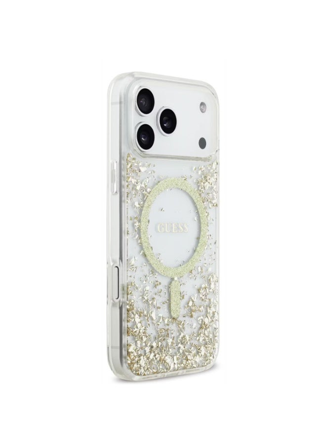 GUESS Guess MagSafe Glitter Pattern Case for iPhone 17 Pro Max, Drop Protection, Lightweight Design, Comfortable Grip, Sustainable Packaging, Easy Snap-On, Slim Profile - Gold - Image 3