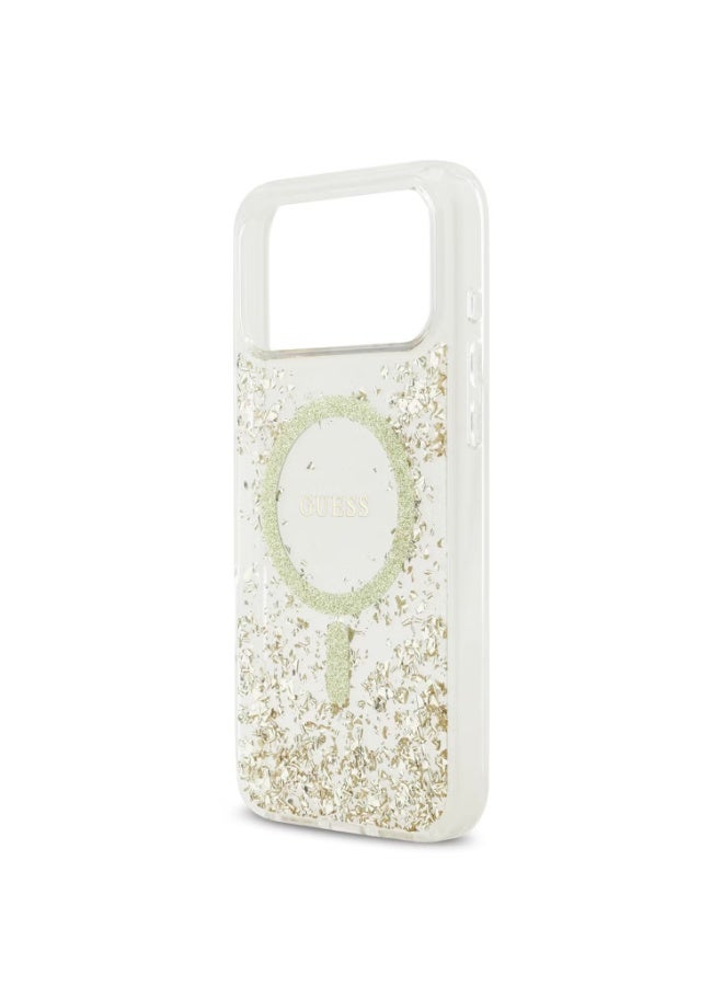 GUESS Guess MagSafe Glitter Pattern Case for iPhone 17 Pro Max, Drop Protection, Lightweight Design, Comfortable Grip, Sustainable Packaging, Easy Snap-On, Slim Profile - Gold - Image 4