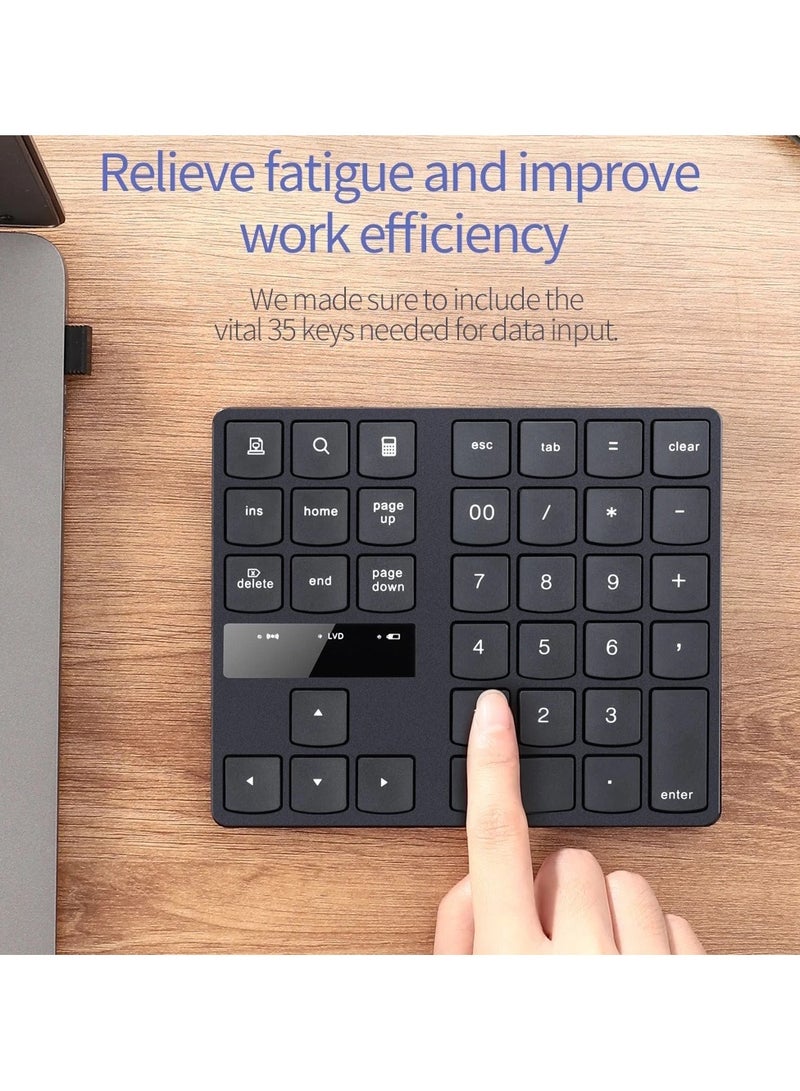AROAQ 2.4G Wireless Numeric Keyboard Portable 35 Keys Financial Accounting Office Keyboard Built-in Rechargeable Battery Black Keyboad - Image 5