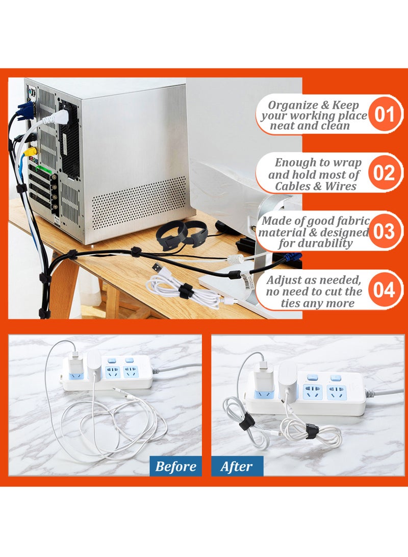 PYLCO SMART Reusable Cable Ties Strap Adjustable 30pcs Cable Organizer Wire Ties 5inch Reusable Hook and Loop Magic Fastening Tape Wire Wrap Tie for Cord Management, Home Office Desk Cable Management Tidy Ties - Image 5