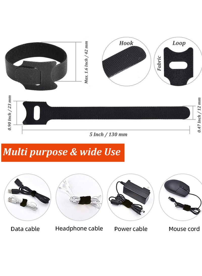 PYLCO SMART Reusable Cable Ties Strap Adjustable 30pcs Cable Organizer Wire Ties 5inch Reusable Hook and Loop Magic Fastening Tape Wire Wrap Tie for Cord Management, Home Office Desk Cable Management Tidy Ties - Image 2