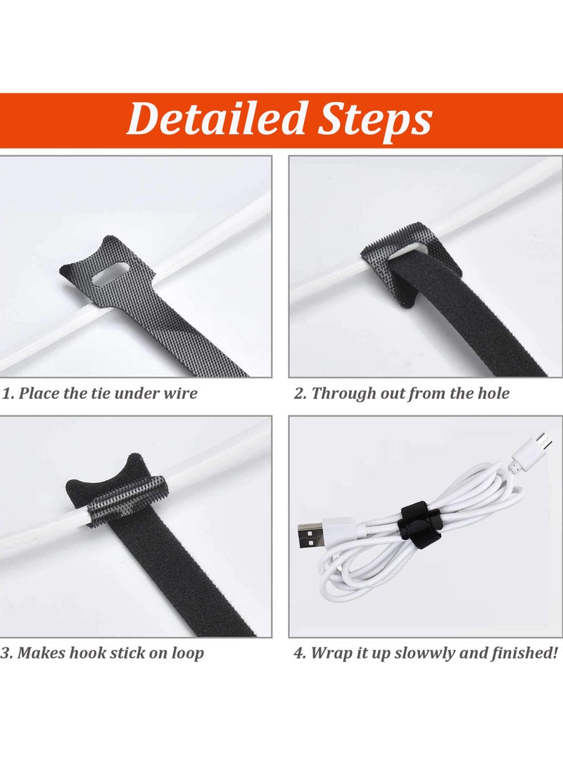 PYLCO SMART Reusable Cable Ties Strap Adjustable 30pcs Cable Organizer Wire Ties 5inch Reusable Hook and Loop Magic Fastening Tape Wire Wrap Tie for Cord Management, Home Office Desk Cable Management Tidy Ties - Image 3