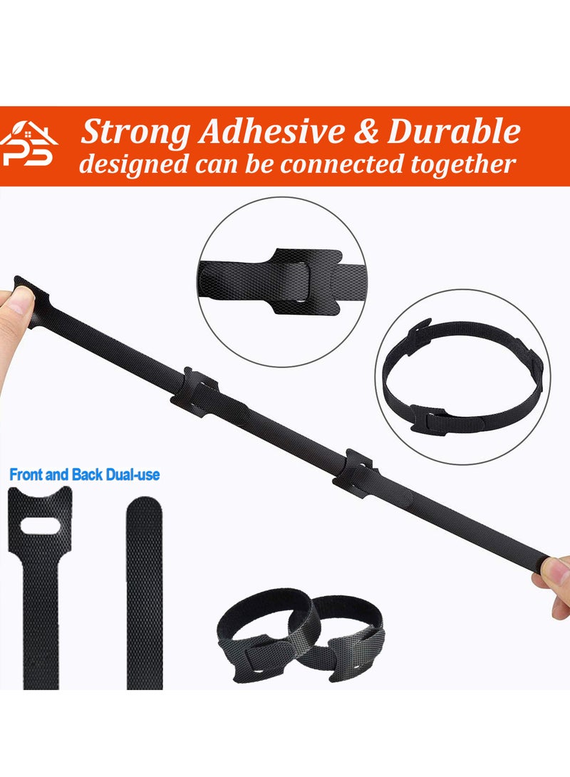 PYLCO SMART Reusable Cable Ties Strap Adjustable 30pcs Cable Organizer Wire Ties 5inch Reusable Hook and Loop Magic Fastening Tape Wire Wrap Tie for Cord Management, Home Office Desk Cable Management Tidy Ties - Image 4
