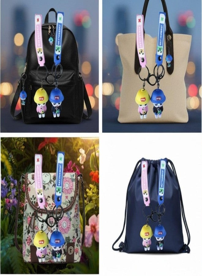 Wonderland Kawaii style (set of 2) King Boy Cartoon Keychain Set with Strap - Cute Couple Style Keyrings for Bags & Keys - Image 2