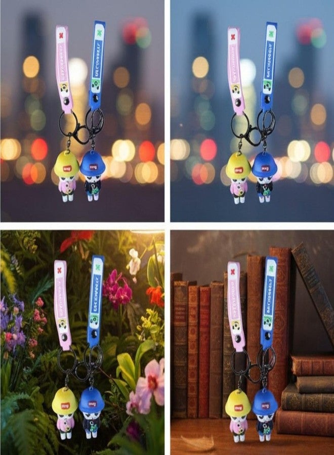 Wonderland Kawaii style (set of 2) King Boy Cartoon Keychain Set with Strap - Cute Couple Style Keyrings for Bags & Keys - Image 4