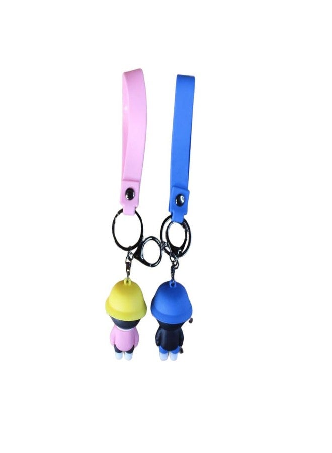 Wonderland Kawaii style (set of 2) King Boy Cartoon Keychain Set with Strap - Cute Couple Style Keyrings for Bags & Keys - Image 5