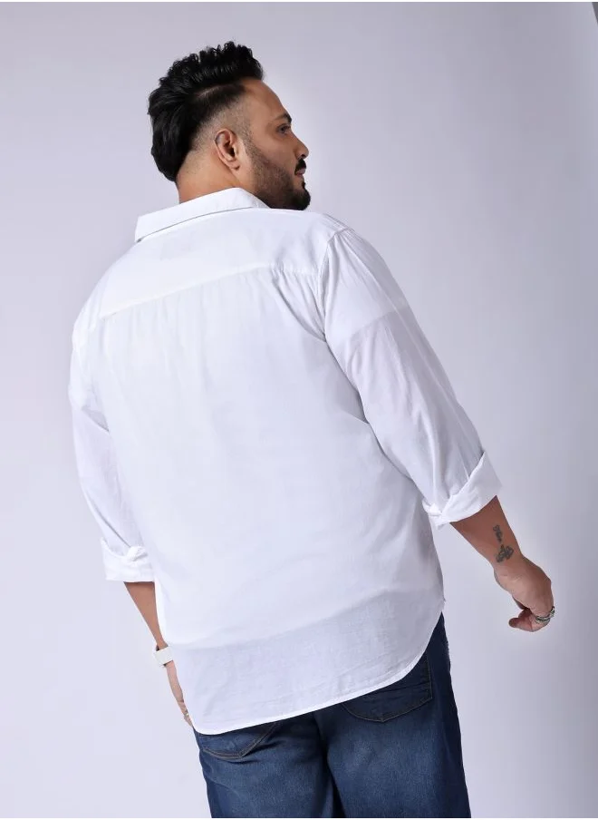 هاردسودا Men Plus Size Regular Fit Solid Cutaway Collar Full Sleeves Casual Shirt