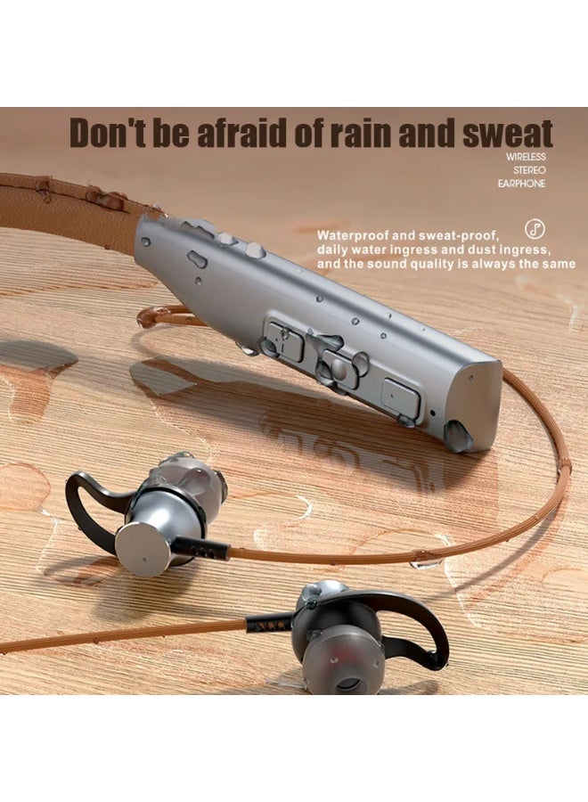 Bukela Wireless Bluetooth Headphones Neckband Headset With Retractable Earbuds Noise Cancelling Stereo Sweatproof Earphones With Mic For Gym Running Office Black - Image 2