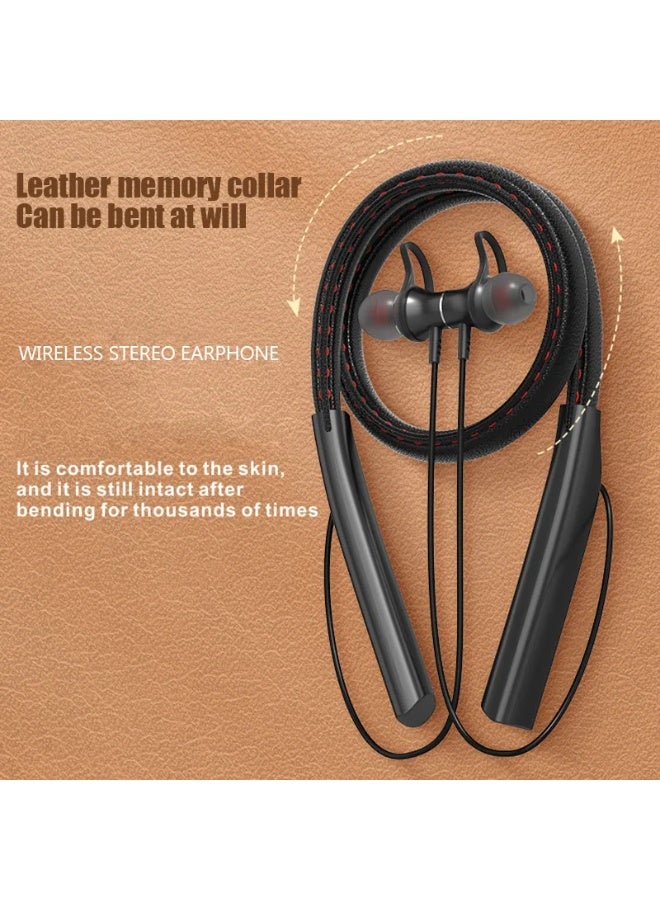 Bukela Wireless Bluetooth Headphones Neckband Headset With Retractable Earbuds Noise Cancelling Stereo Sweatproof Earphones With Mic For Gym Running Office Black - Image 5